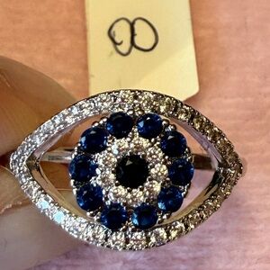 Silver and Blue Evil Eye Ring